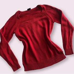 🍒 cherry red vtg knit cotton sweater
